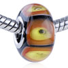 Yellow Flower Orange And Black Stripes Translucent Murano Glass European Beads