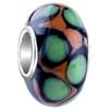 Pale Green And Black Spot Dotted Murano Glass European Beads