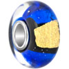 Bright Blue And Golden Speckle Murano Glass Style Pandora Beads