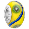 Blue Ribbon Green Flower Murano Glass European Beads