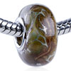 Romantic Glitter Brown Silver Flower Murano Glass European Beads