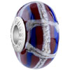 White And Blue Cross Line Murano Glass European Beads