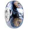 Blue And Tan Crusted Circle Murano Glass Beads Charms Bracelets