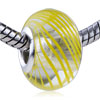Yellow Parallel Lines Translucent Murano Glass European Beads