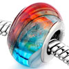 White And Red Rainbow Murano Glass European Beads