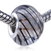 White And Brown Helical Line Translucent Murano Glass European Beads