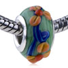 Lemon Yellow Texture Floret Slim Murano Glass European Beads