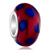Red Round With Blue And Dark Dots All Brands Murano Glass Beads Charms Bracelets