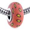 Yellow  Circle  Red Orange Polymer Clay European Beads