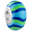 Blue And Green Stripes Polymer Clay European Beads