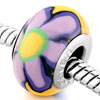 Purple And White Flower Yellow Polymer Clay European Beads GB_GZR20