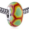 Green Hexagon Dots Red Polymer Clay European  Beads 