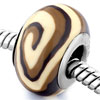 Brown And White Swirl Polymer Clay European Beads