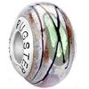 Green And Pink Speckle Sterling Silver Solid Core Murano Glass Beads Charm...