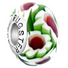 925 Sterling Silver Peridot Green Ball Light Red White Flower Murano Glass...
