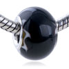 White Bordering Ornament Black Murano Glass European Beads