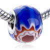 Red And White  Sunflower  Murano Glass European Beads