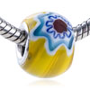 Turquoise And Red  Sunflower  Murano Glass European Beads