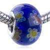 Blue  Red  And Yellow Floret  Murano   Glass  European Beads