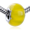 Bright Yellow Stripe Murano Glass European Beads
