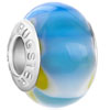 Yellow Bordering Ornament  Blue   Murano   Glass  European Beads