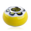 White Ruffle Yellow Murano Glass European Beads