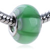  Spring  Green Stripe Murano Glass European Beads