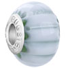 Green Ruffle  White  Stripe Murano Glass European Beads