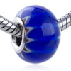 Medium Blue Stripe Murano Glass European Beads