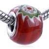 White And Green  Sunflower  Murano Glass European Beads