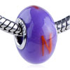 Orange  Letter   N  Polymer Clay European Beads