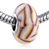 Red And Yellow Stripe White Polymer Clay European Beads