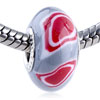 White And Red Circle Gray Polymer Clay European Beads