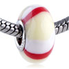 Red White And Cream Color Stripe Polymer Clay European  Beads 