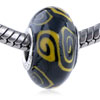 Yellow Spiral Square Black Polymer Clay European Beads