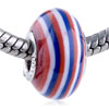 Red White And Blue Stripe Polymer Clay European Beads