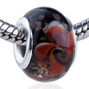  Red  Spiral Flowers  Murano  Glass European Beads