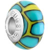 Yellow And Blue Pebbly Polymer Clay European Beads