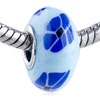 Blue Hand Paint Flower Pale Polymer Clay European Beads