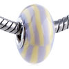 Yellow And Lavender Vertical Stripes Polymer Clay European Beads