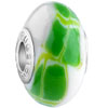 Green Tessellated Band White Polymer Clay European  Beads 