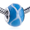 White Texture Gridlines Murano Glass European Beads