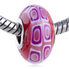 Purple And White Band Red Polymer Clay European Beads