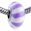 White And Purple Stripe Polymer Clay European Beads