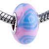 Blue Spiral Swirl Pink Polymer Clay European Beads