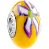 Yellow With Purple And White Flower Polymer Clay All Brands Beads Charms B...