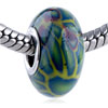 Dark Blue Abstract Flower Yellow Polymer Clay European  Beads 