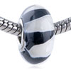 Black And White Flame Polymer Clay European Beads