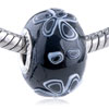Texture White Daisy Black Polymer Clay European Beads