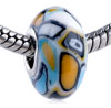 White Orange And Pale Blue Geometric Drawing Polymer Clay European Beads